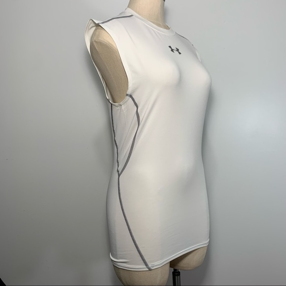 Under Armour White Sleeveless Compression Top. - Picture 3 of 6